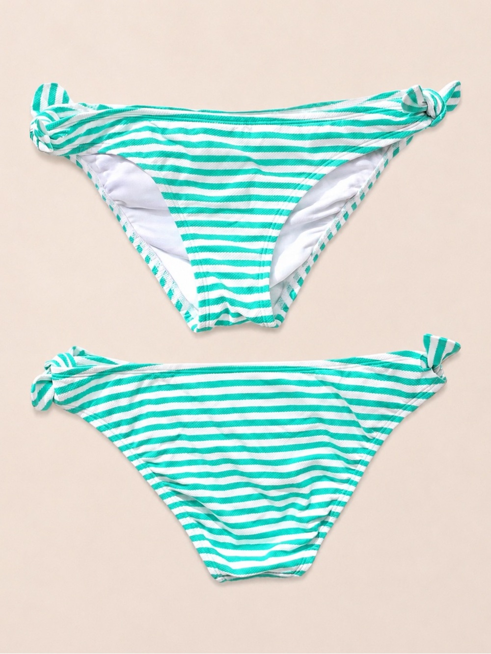 NWOT Shade & Shore Kelly Green White Horizontal Striped Tie Bikini Bottom Small